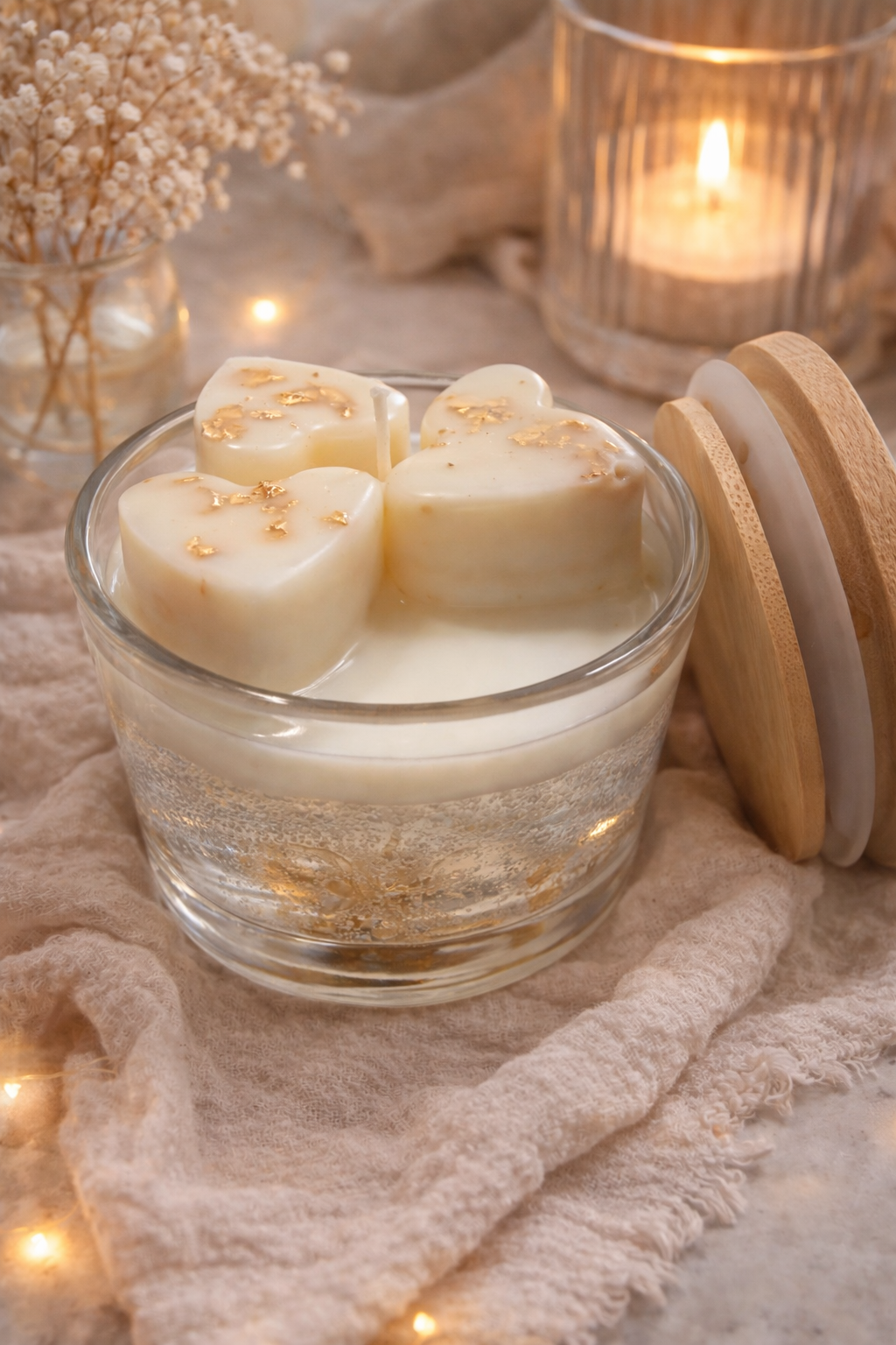 Golden Glow Heart Candle